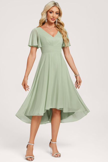 Robe Chic Vert Pastel Trapèze Volants - gallery 3
