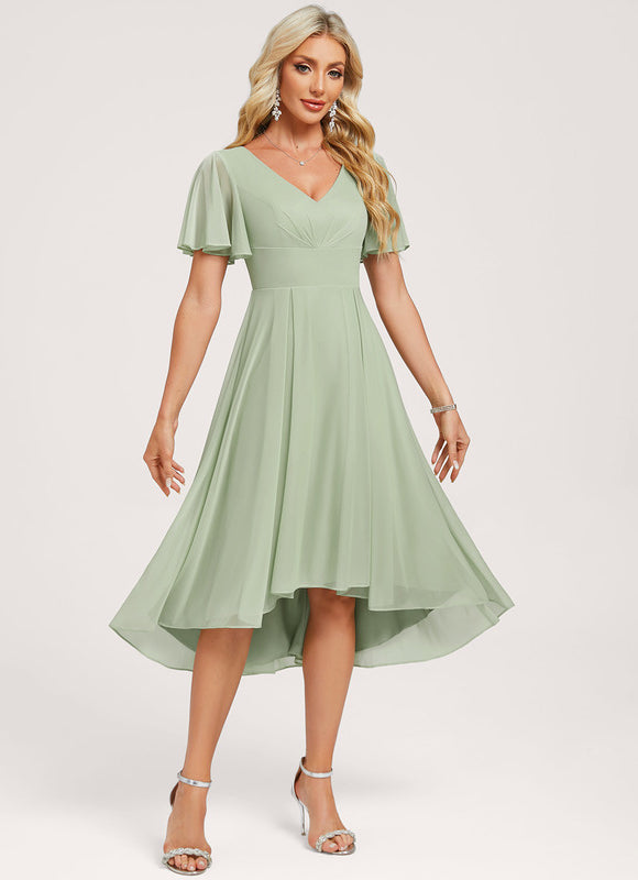 Robe Chic Vert Pastel Trapèze Volants - gallery 3