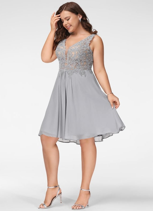 Robe Chic Gris Poudré Élégant - gallery 7