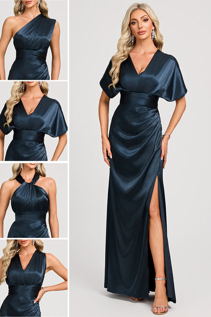 Robe Chic Élégance Satinée Marine