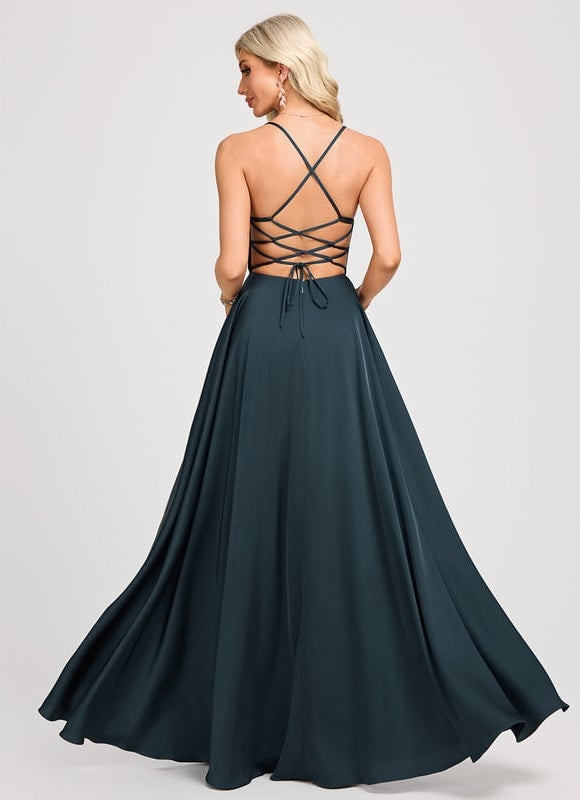 Robe Chic Vert Émeraude Satinée Élégante - gallery 3