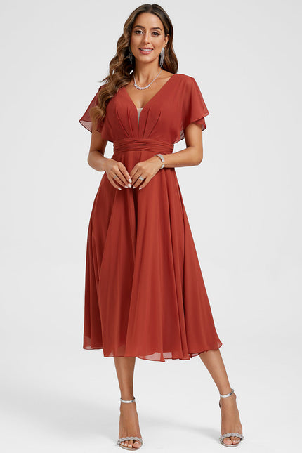 Robe De Cocktail Rouge Pour Mariage Chic - gallery 1