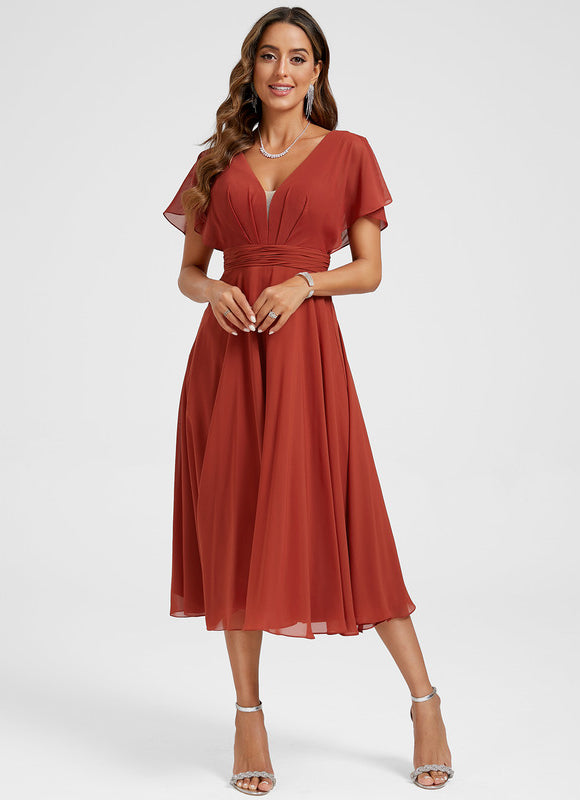 Robe De Cocktail Rouge Pour Mariage Chic - gallery 1
