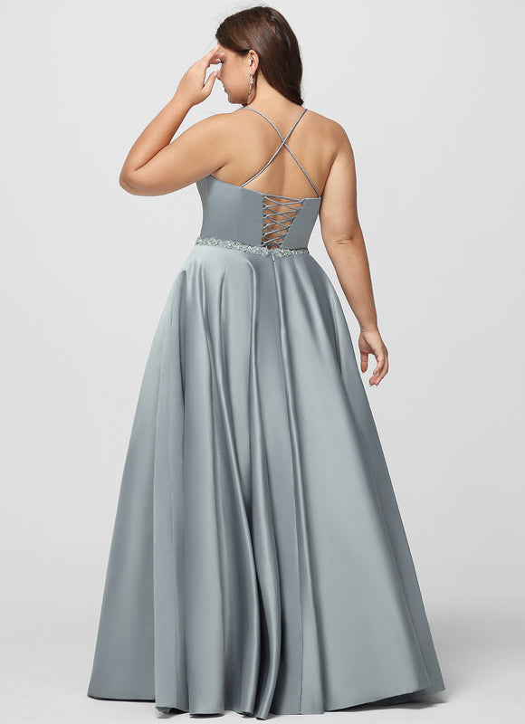 Robe Chic Satin Bleu Poudré - gallery 9