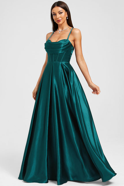Robe Chic Satinée Émeraude - gallery 4