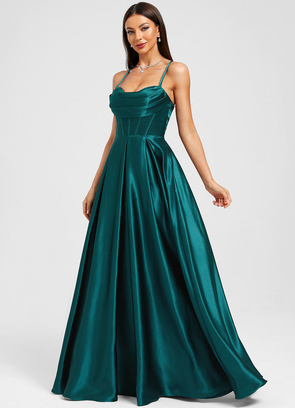 Robe Chic Satinée Émeraude - gallery 4