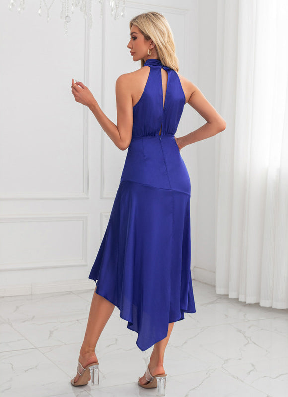 Robe Chic Satin Bleu Royal - gallery 4