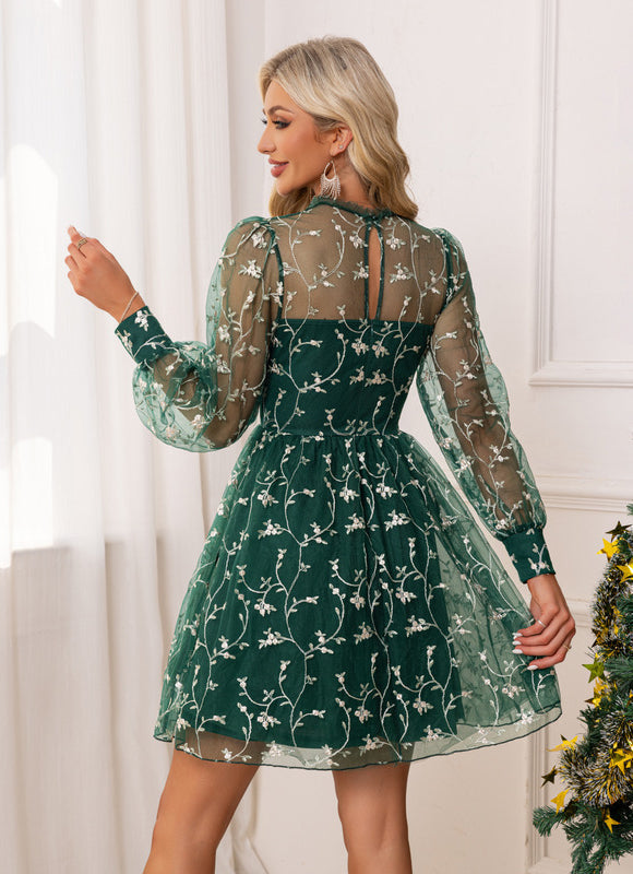 Robe Chic Émeraude Florale - gallery 1