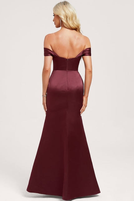 Robe Chic Satin Bordeaux Ajustée - gallery 4