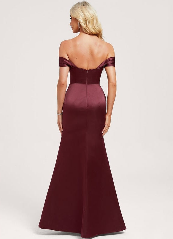 Robe Chic Satin Bordeaux Ajustée - gallery 4