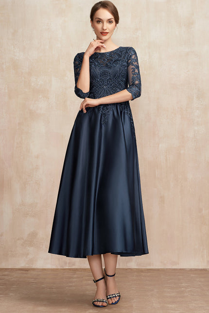 Robe Chic Satiné Ébène Élégant - gallery 2
