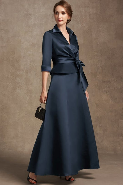 Robe Chic Bleu Marine Satinée - gallery 4