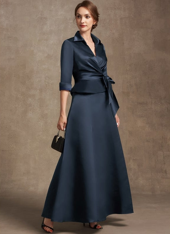 Robe Chic Bleu Marine Satinée - gallery 4