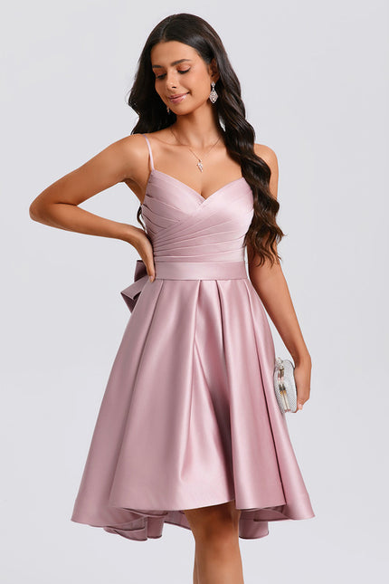 Robe Chic Satin Rose Plissée - gallery 8