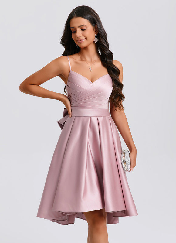 Robe Chic Satin Rose Plissée - gallery 8
