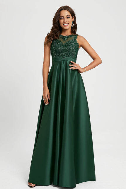 Robe Chic Satin Vert Émeraude