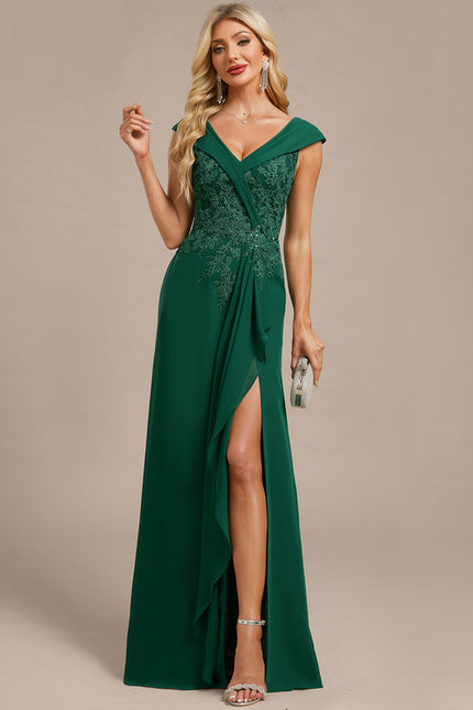 Robe Chic Longue Drapée Émeraude - gallery 1