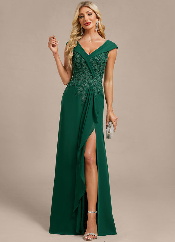 Robe Chic Longue Drapée Émeraude - gallery 1
