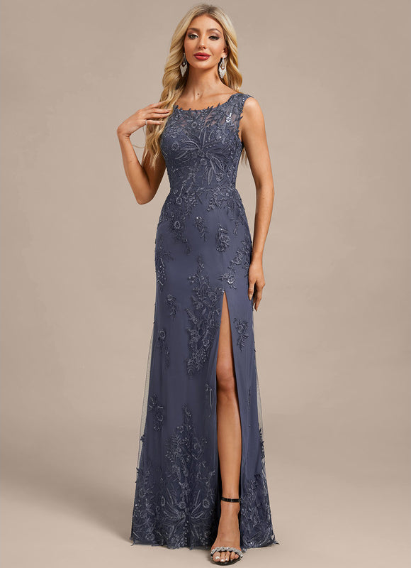 Robe Chic Longue Grise Brodée - gallery 6