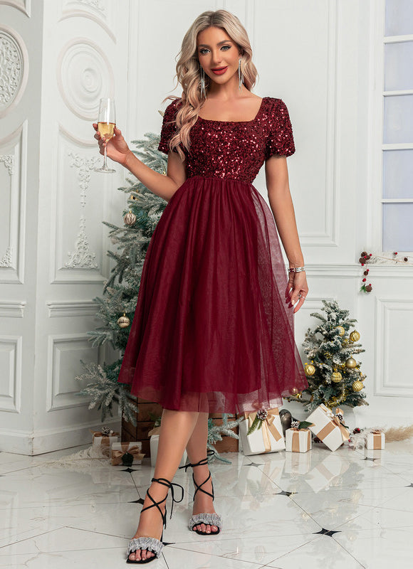 Robe Chic Velours Rubis - gallery 5
