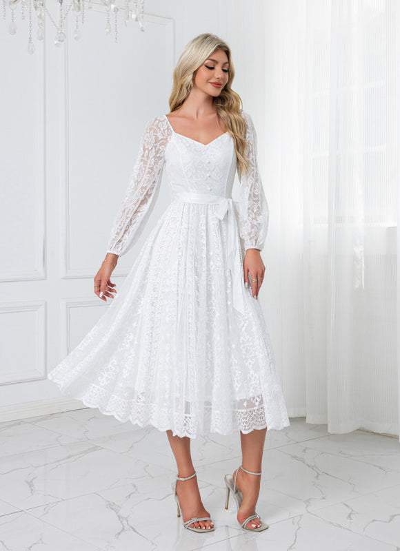 Robe Chic Midi Dentelle Élégante - gallery 3
