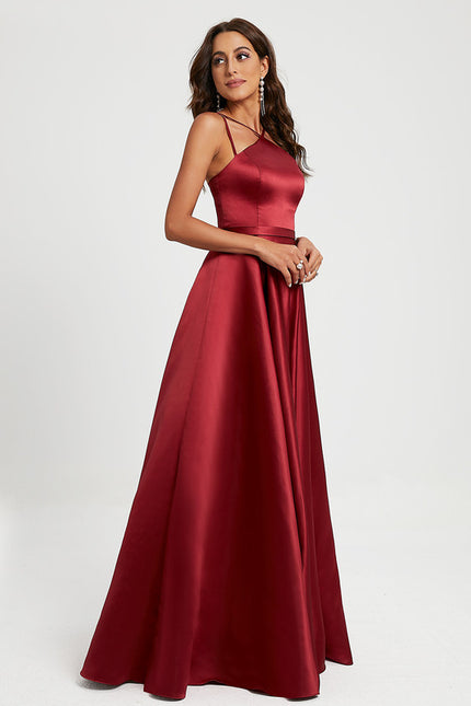 Robe Chic Satiné Rubis Éthéré - gallery 2
