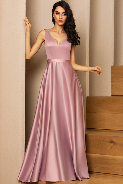 Robe Chic Satinée Rose Pâle - gallery 1