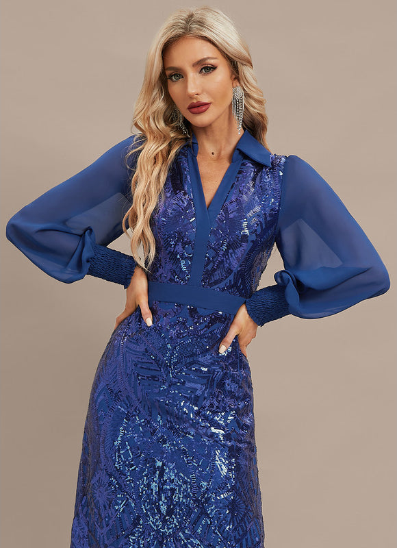Robe Chic Bleu Pailletée - gallery 1