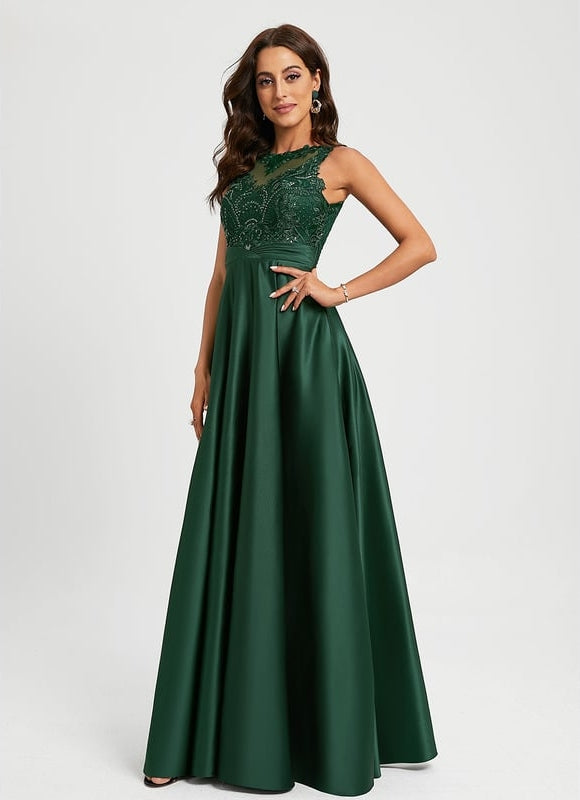Robe Chic Satin Vert Émeraude - gallery 4