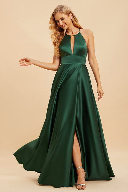 Robe Chic Vert Émeraude Satin