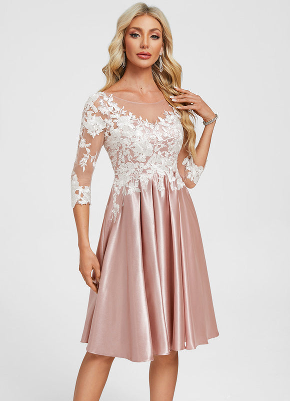 Robe Chic Satin Rose Poudré - gallery 1
