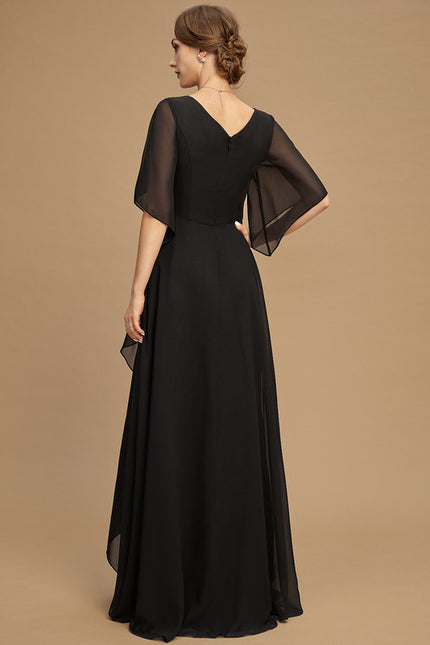 Robe Chic Noire Mousseline À Volants - gallery 4