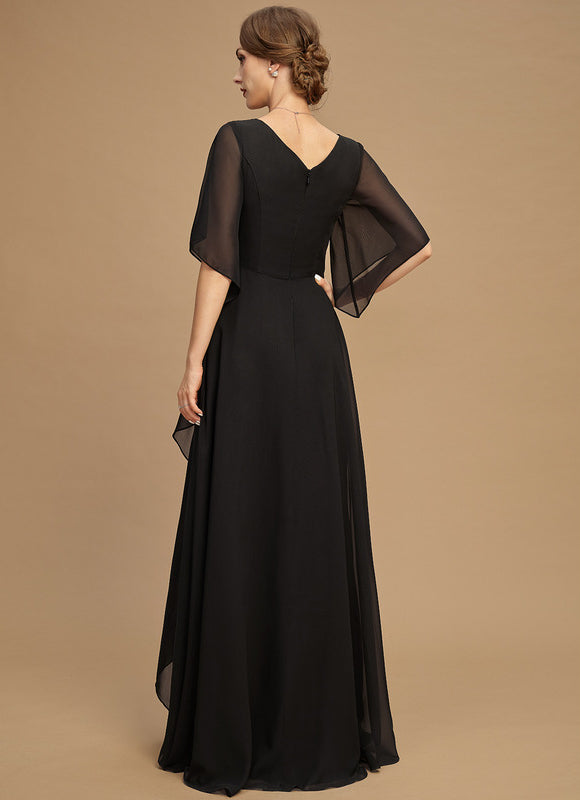 Robe Chic Noire Mousseline À Volants - gallery 4