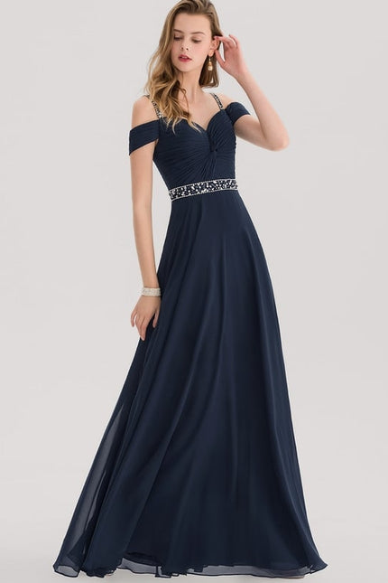 Robe Chic Bleu Marine Décolleté Élégant
