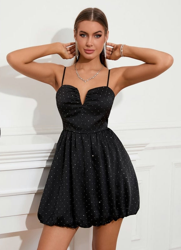 Robe Chic À Pois Noire - gallery 3
