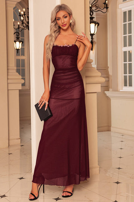 Robe Chic Maxi Bordeaux Satinée
