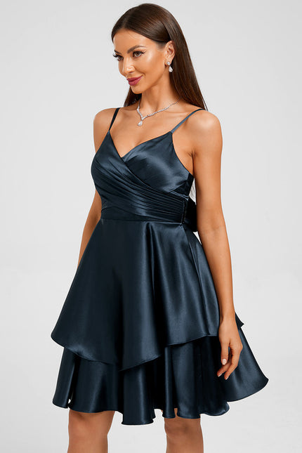 Robe Chic Satin Bleu Vif - gallery 1