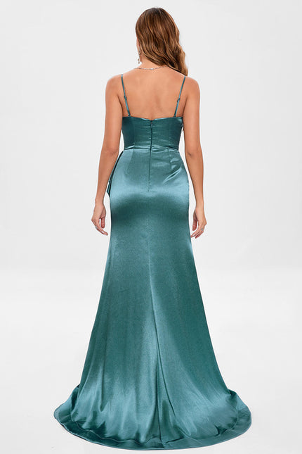 Robe Chic Satin Émeraude Exquise - gallery 4