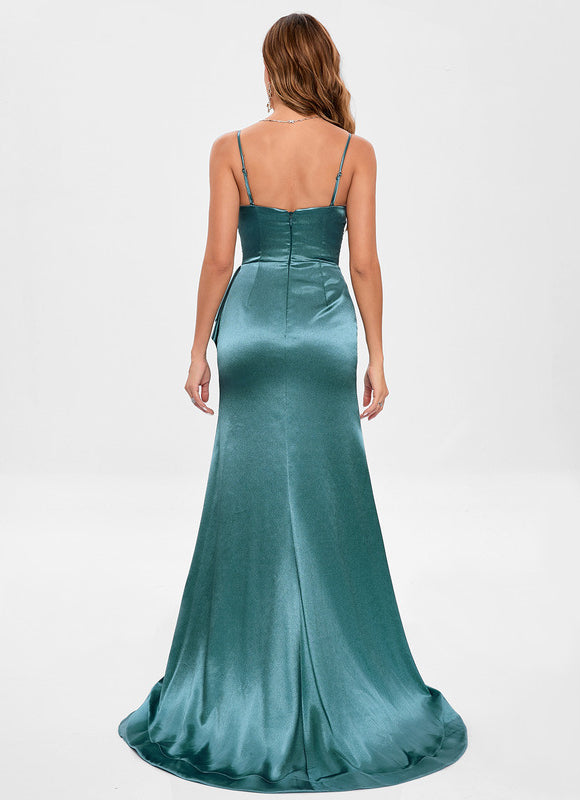 Robe Chic Satin Émeraude Exquise - gallery 4