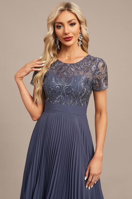 Robe Chic Élégance Plissée Bleu - gallery 1