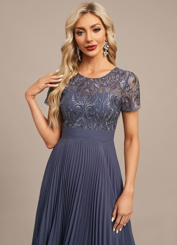 Robe Chic Élégance Plissée Bleu - gallery 1