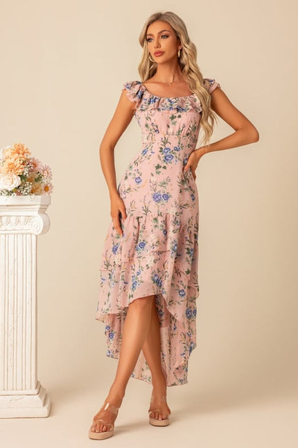 Robe Chic Florale Navy Asymétrique - gallery 9