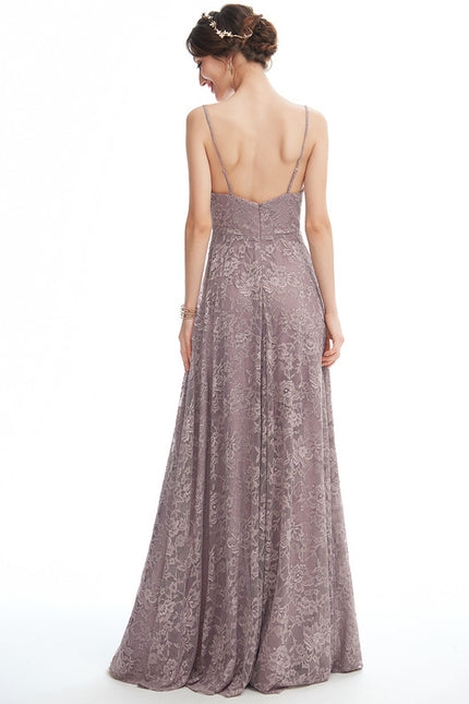 Robe Chic Longue Dentelle Lavande - gallery 2