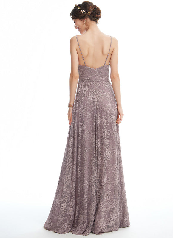 Robe Chic Longue Dentelle Lavande - gallery 2