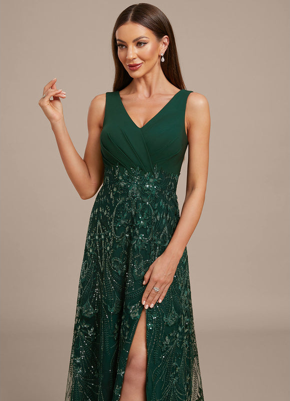 Robe Chic Longue Émeraude Festive - gallery 1
