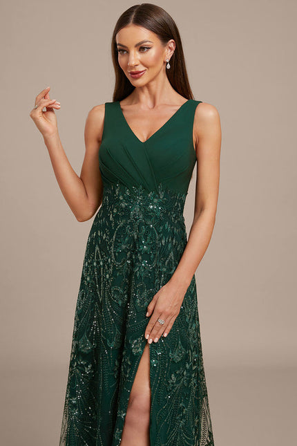Robe Chic Longue Émeraude Festive - gallery 1