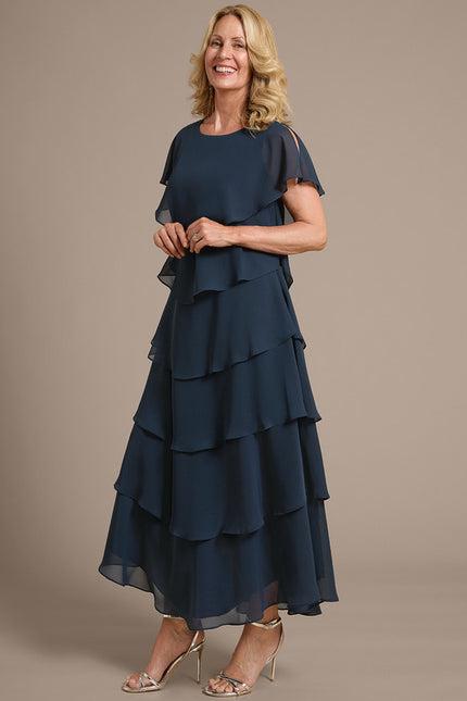 Robe Chic Drapée Marine - gallery 3