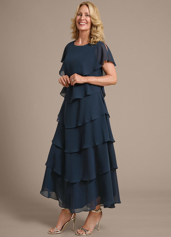 Robe Chic Drapée Marine - gallery 3