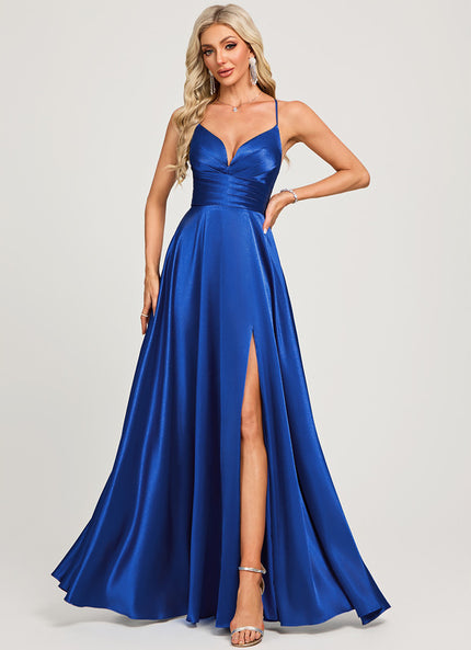 Robe Chic Satin Bleue Élégante