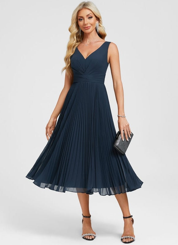 Robe Chic Plissée Sombre